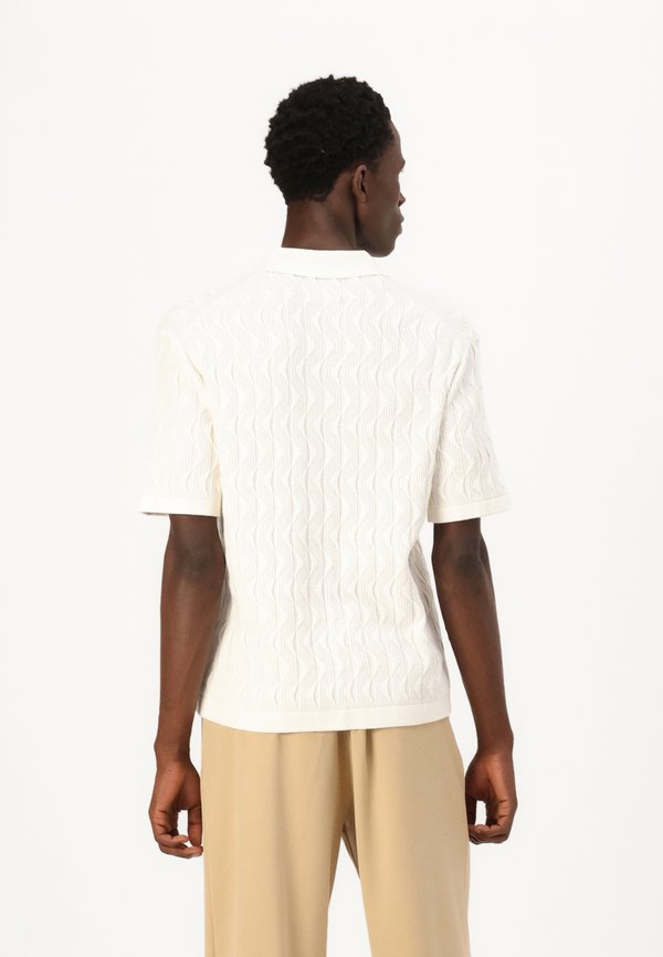 Geometric Stitch Button-Through Sweater Polo - Cardigan - jet stream3