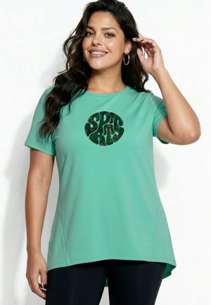 Ulla Popken, SPRTS SHORT SLEEVE TEE - T-shirt print - bright turquoise