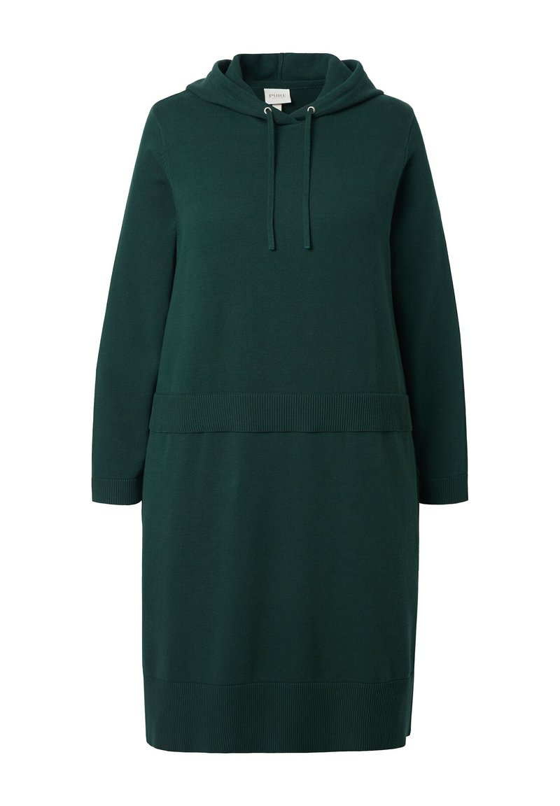 Ulla Popken LAYERED LOOK HOODED - Jumper dress - emerald green/green -  Zalando