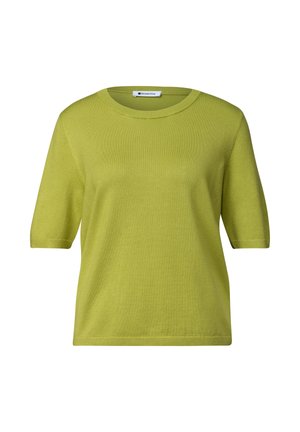 Street One, High-rise barrel leg jeans in a loose fit - T-shirt basic - apple lime