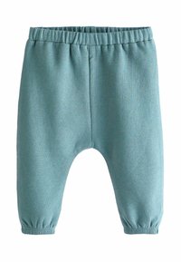 Tegenkinderen turquoise broek van zacht materiaal, met een elastische tailleband en gerimpelde boorden voor een comfortabele pasvorm.