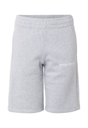Hellgraue Baumwollshorts mit elastischem Bund und kleinem weißen "bruno banani" Logo am rechten Oberschenkel.