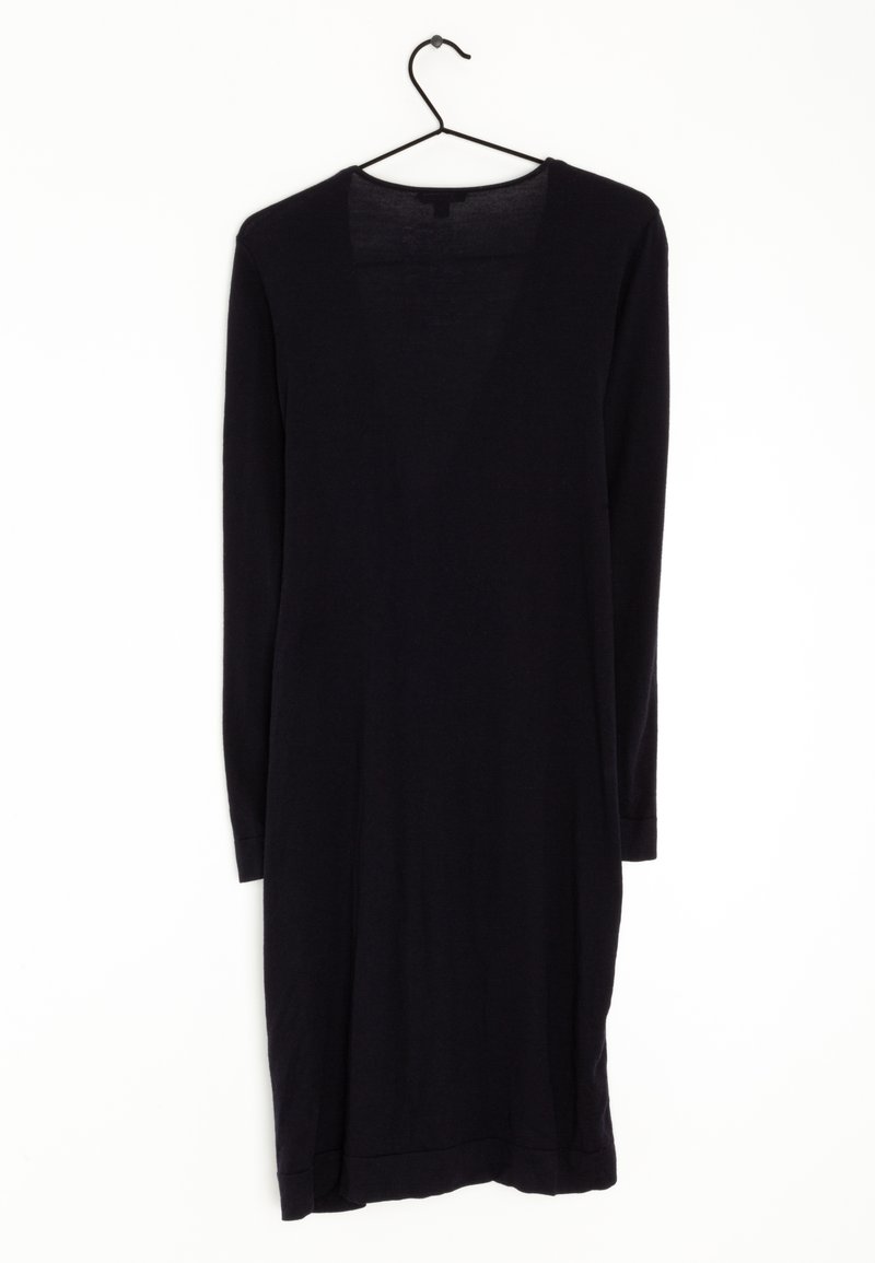 cos black jersey dress COS Cape Panelled Long Jersey Dress Size XS Black Asymmetrical Crew Neck