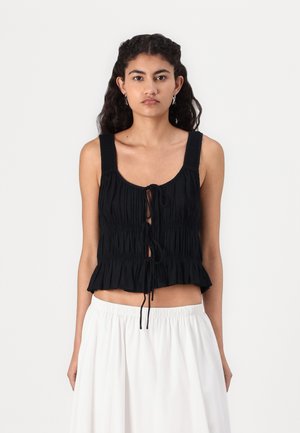 Abercrombie & Fitch BARE RUCHED TIE FRONT - Top - black
