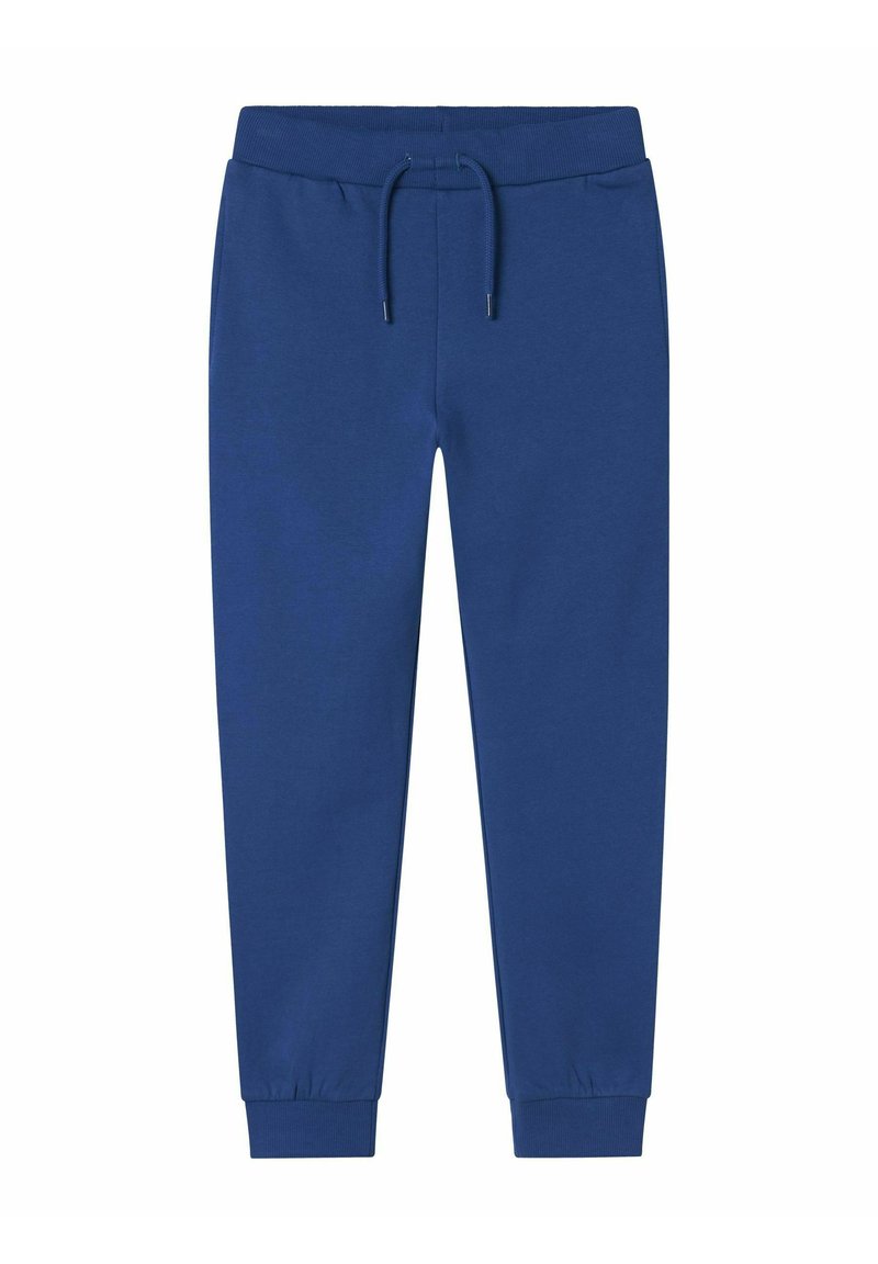 Navyblaue Sweatpants aus weichem Material, mit einem elastischen Bund und Kordelzug, schmal zulaufenden Beinen und gerippten Bündchen.
