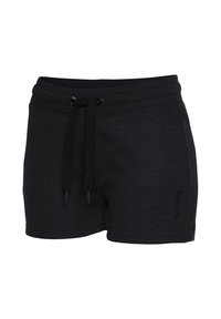Zwarte katoenen shorts met een elastische tailleband, trekkoord en zijlogo-detail. Gladde textuur en slim fit ontwerp, geschikt voor casual wear.