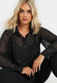 Yours Clothing SHEER TEXTURED - Blusa - black
