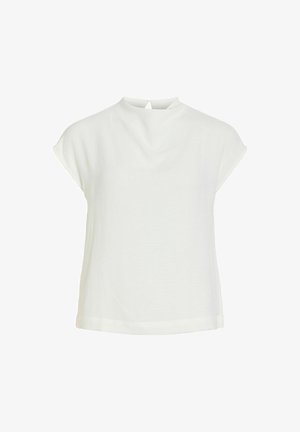 VILA, CAP SLEEVE TOP VISURASHIL HIGH NECK - Blusa - cloud dancer