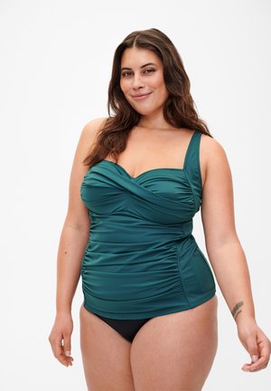 MIT DRAPIERUNG - Top de bikini - deep teal