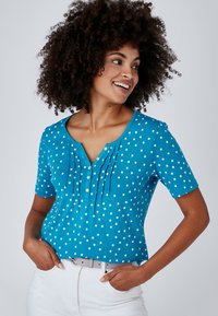 Damart COL TUNISIEN - Camiseta estampada - bleu pois