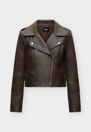 ONLY, ONLCARMEN Biker - Bunda z nepravej kože - chocolate martini