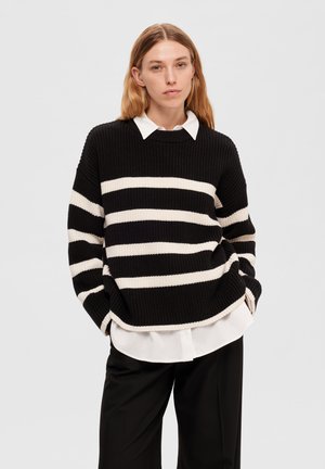 BLOOMIE LS O-NECK NOOS - Strickpullover - black w snow white