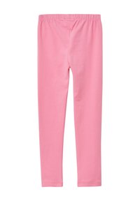 Rosa Baumwollleggings mit elastischem Bund, die über eine glatte Textur und einen enganliegenden Schnitt verfügt. Keine Muster oder Hardware-Details sichtbar.