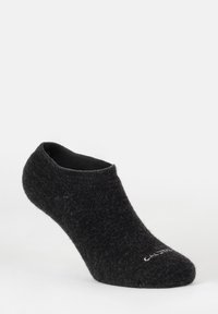 Czarna skarpetka do kostek wykonana z miękkiego, teksturowanego materiału, z prążkowanym mankietem i minimalnym logo przy palcach. Lekki i niskoprofilowy design.