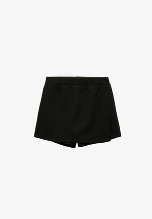Schwarze Sportshorts aus strukturiertem Stoff, mit einem elastischen Bund und einer bequemen Passform sowie einem geschichteten Design.