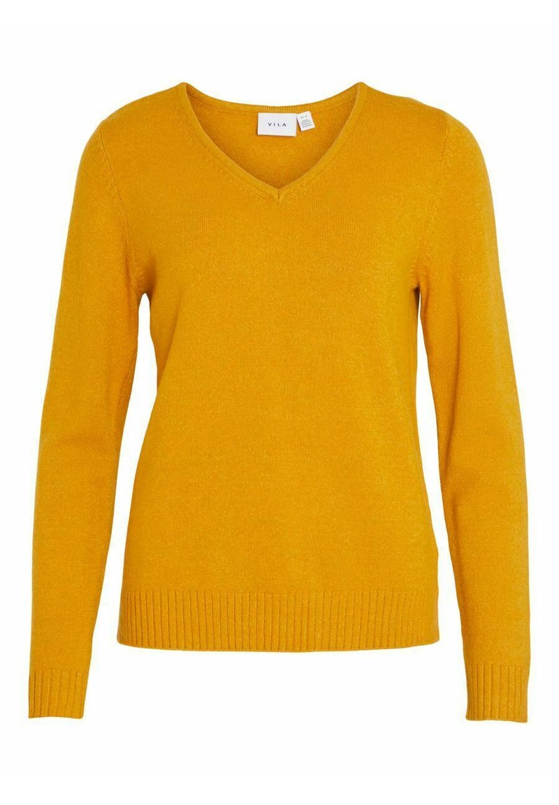 VILA VIRIL V-NECK L/S  NOOS - Stickad tröja - arrowwood