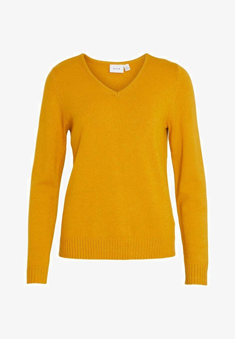 VILA VIRIL V-NECK L/S NOOS - Stickad tröja - arrowwood