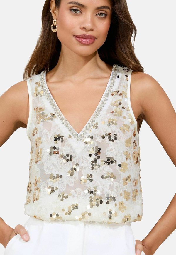 REGULAR FIT - SEQUIN EMBELLISHED - Bluse - cream