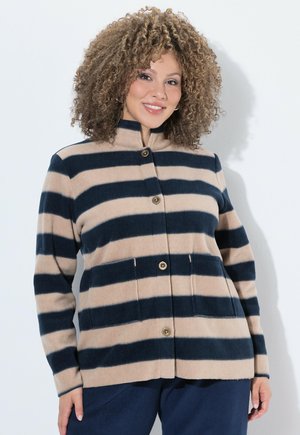 Ulla Popken, STRIPED FLEECE TURTLENECK JACKET - Chaqueta de punto - light brown