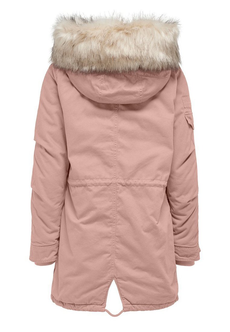 womens coat with pink fur hood