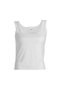 Witte katoenen tanktop met een ronde halslijn, dunne schouderbandjes en een aansluitend ontwerp. Het etiket in het midden toont de merknaam.