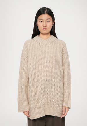 SOFT V NECK SWEATER - Pullover - light beige