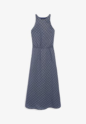 Massimo Dutti LONG CHECKED WITH BACK DETAIL - Maxi dress - dark blue