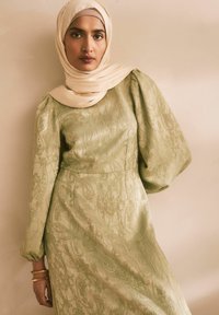 Next REGULAR FIT - LONG SLEEVE WAISTED PUFF - Maxi šaty - sage green