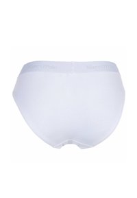 Witte katoenen slips met een zachte, elastische tailleband met lichtgrijze 'Marc O'Polo' branding. Gladde textuur, medium hoge pasvorm.