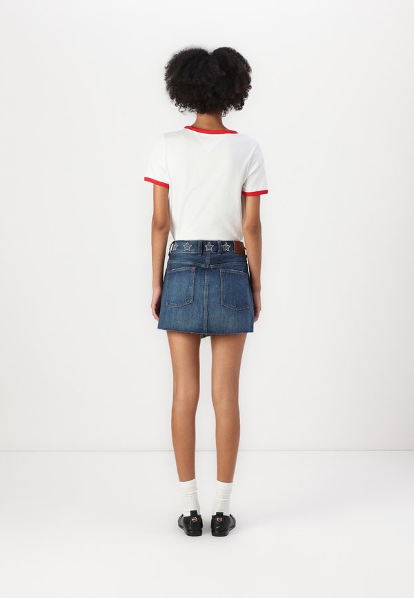 STUDDED MINI SKIRT - Mini skirt - denim dark2