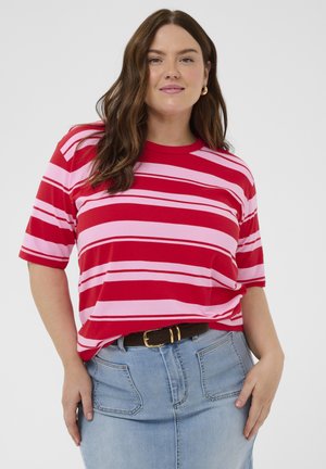 WINNI MULTISTRIPE - T-shirt imprimé - true red/pink stripes