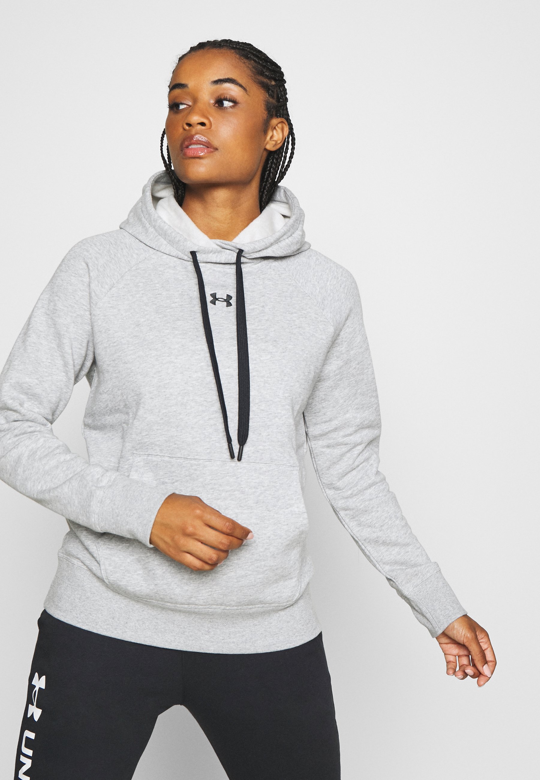 Under Armour RIVAL HOODIE - Sweat à capuche - steel medium heather/gris  clair - ZALANDO.FR