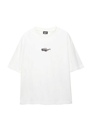 PULL&BEAR STWD EMBROIDERY - Potiskana majica - white