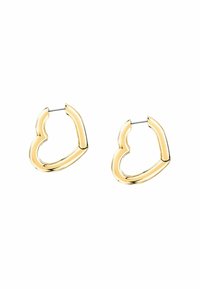 Orecchini a cerchio placcati in oro con un design a forma di cuore unico, caratterizzati da una finitura lucida e liscia e da una chiusura sicura.