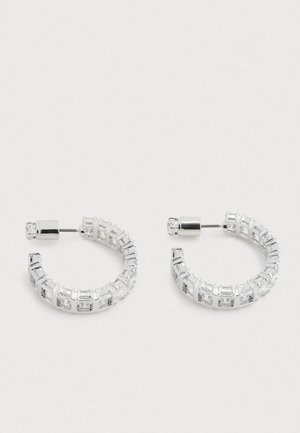 MATRIX HOOP EARRINGS OCTAGON CUT - Naušnice - silberfarben