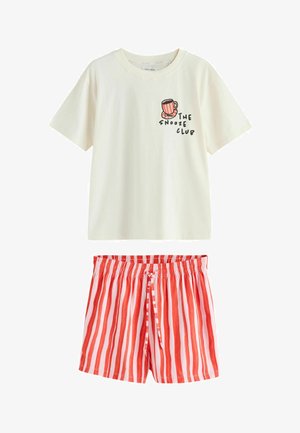 Next, SHORT SET PYJAMAS - Pyjama set - cream pink stripe snooze club back graphic