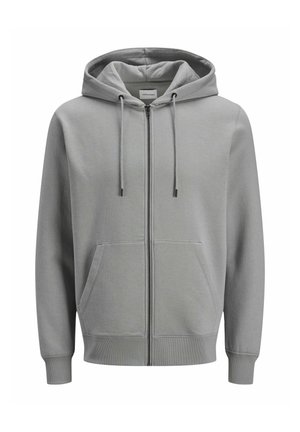 Helehall zip-up kapuutsviit, mis on valmistatud pehmest materjalist, joonisega kapuutsiga ja kahe esikotiga, ribidega varrukate ja hemiga.