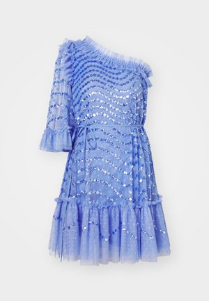 SHIMMER WAVE GLOSS ONE SHOULDER MINI DRESS - Juhlamekko - twilight blue