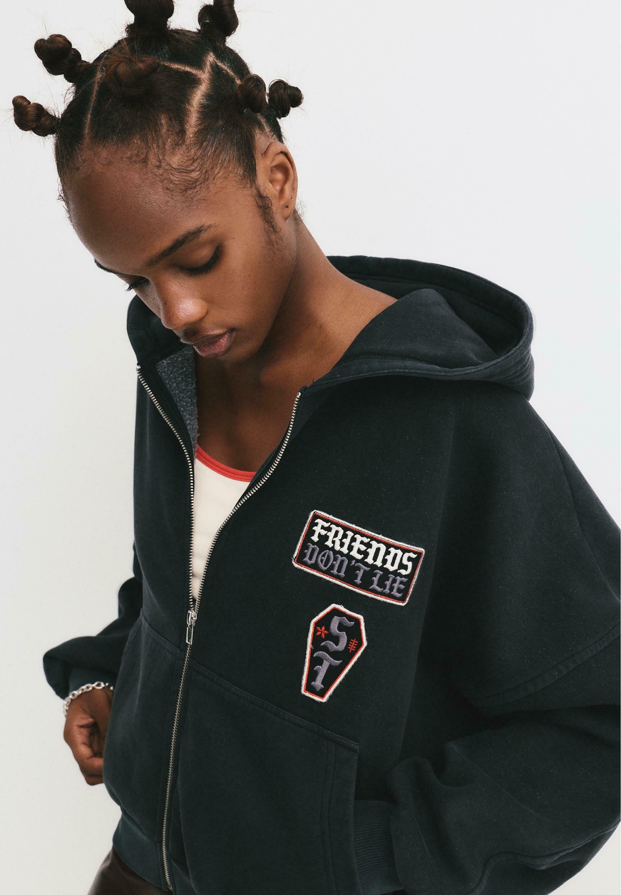 PULL&BEAR STRANGER THINGS ZIPPED - Sweatjakke - black/sort