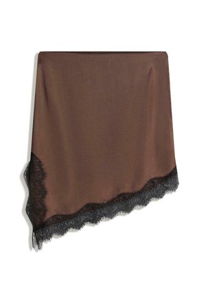 WITH TRIM  - A-snit nederdel - dark brown