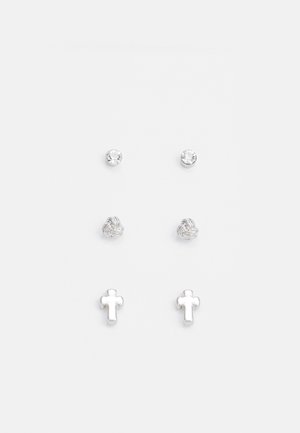 CROSS STUD MULTIPACK EARRINGS 3 PACK - Korvakorut - silver-coloured