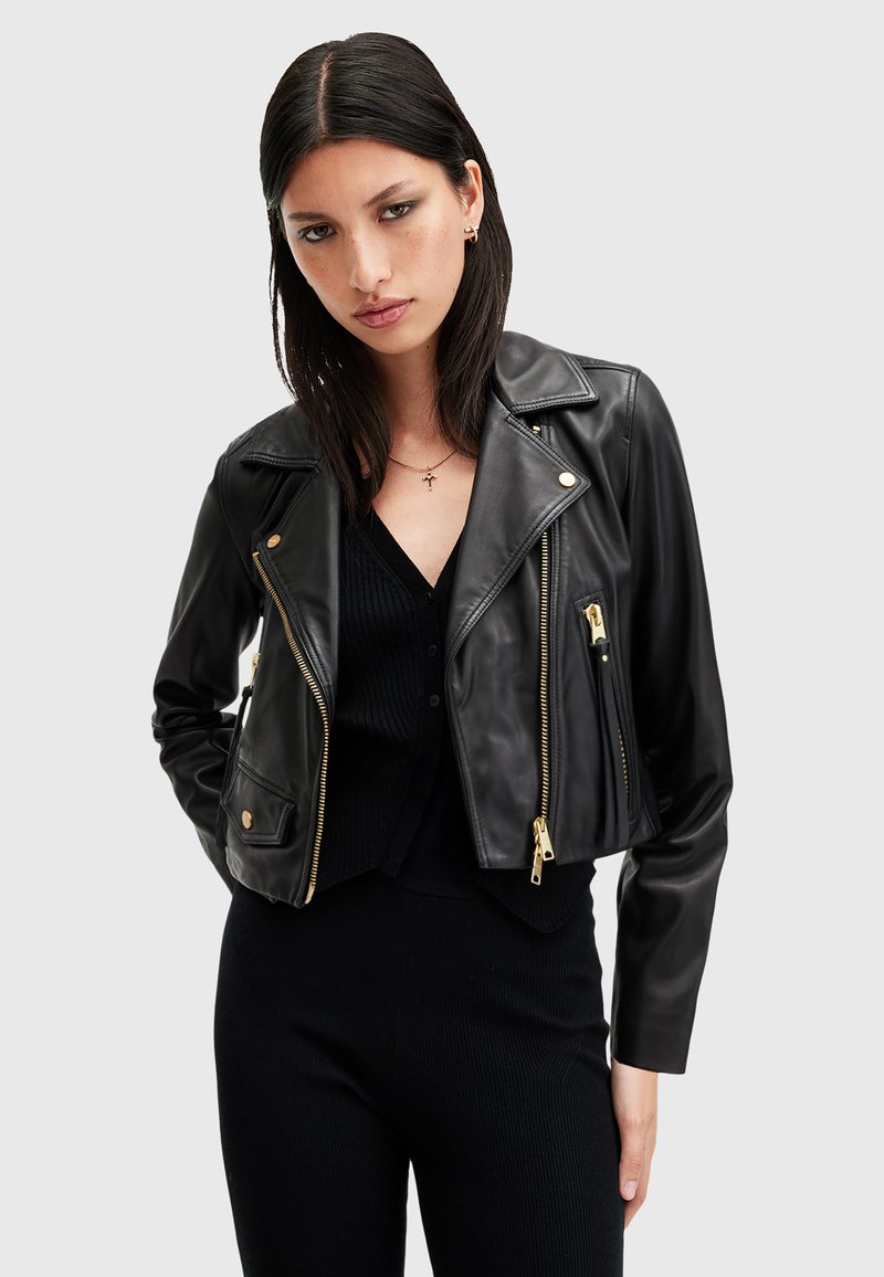 AllSaints ELORA BIKER - Nahkatakki - black gold