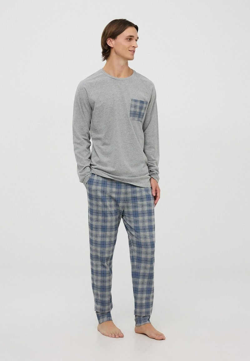 Terranova SET CON TASCHINO E QUADRETTATI - Pigiama - grigio medio melange