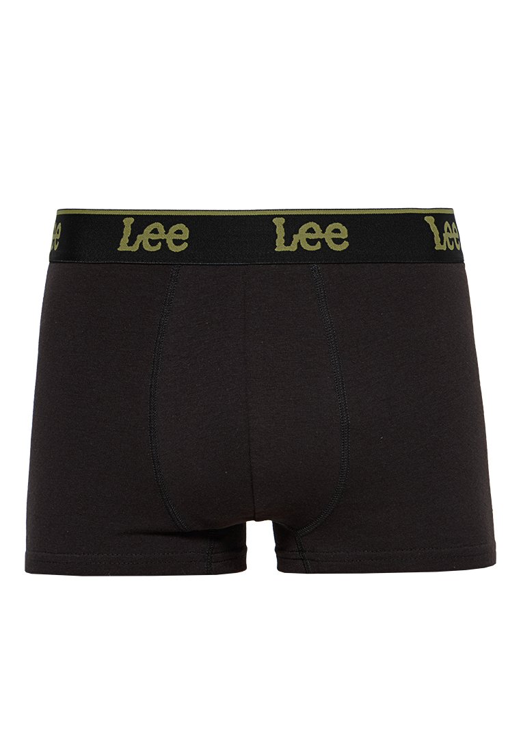 Caleçons en coton noir avec un logo Lee vert sur la taille, présentant un design ajusté et des jambes sans couture.