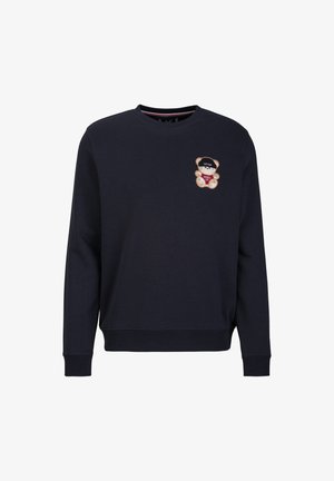 Navyfarbener Sweatshirt aus weichem Material mit einem Bärenmotiv auf der Brust. Ribbed Bündchen und Saum sorgen für eine enganliegende Passform.