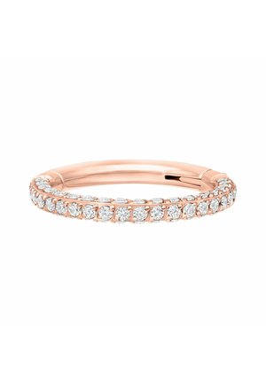 Rose gold ring with a continuous row of small round diamonds set along the band.