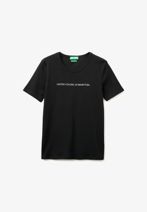 United Colors of Benetton, SHORT SLEEVE T-SHIRT WITH GLITTER LOGO.. - T-Shirt print - black
