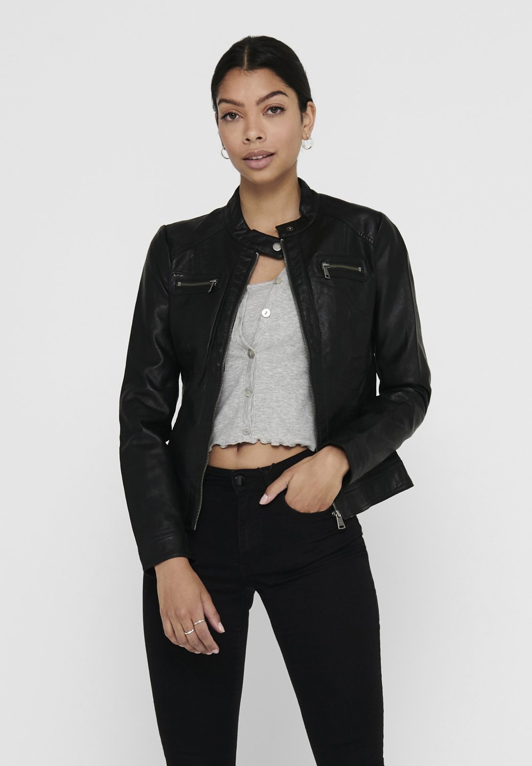 Giacca Biker In Finta Pelle ONLY - Stile Rock Per Donna, Maniche Lunghe