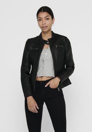 ONLY, ONLBANDIT BIKER - Imiteret læderjakke - black