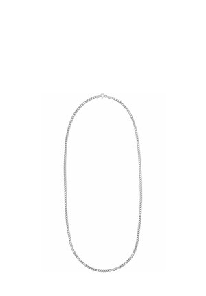 Silberne Kettenhalskette mit glatter, polierter Oberfläche, die aus ineinandergreifenden Gliedern in einem abgerundeten Design besteht, geeignet für den Alltag.